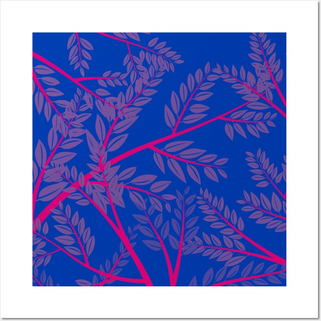 Bisexual Pride Overlapping Feathery Branches Wall Art by VernenInk